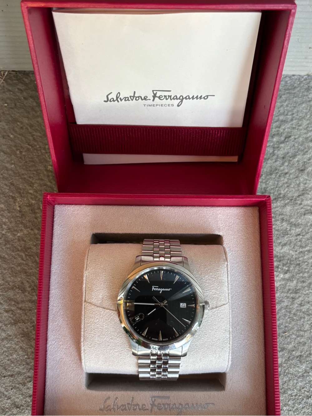 Salvatore Ferragamo Silver Black Jubilee Watch